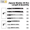 TOOLDO Jigsaw Blades Set 30 Piece, Assorted Professional Jig Saw