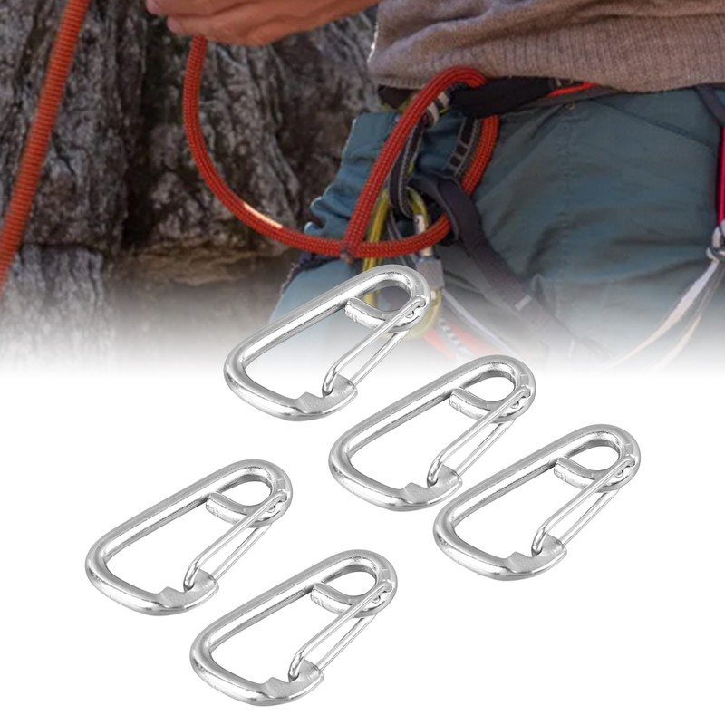 5 Pcs Spring Hook 316 Stainless Steel Carabiner Clip Heavy