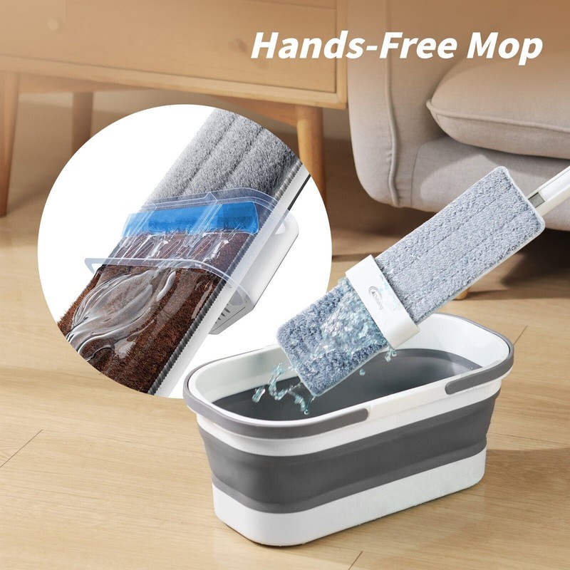 oshang Flat Mop and Foldable Bucket Set. Mops for Floor