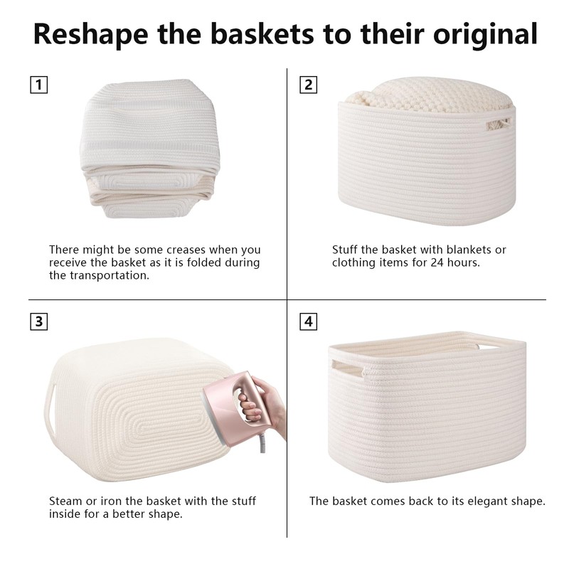 OIAHOMY 4 Pack Storage Baskets for Organizing, Cube Storage Bins