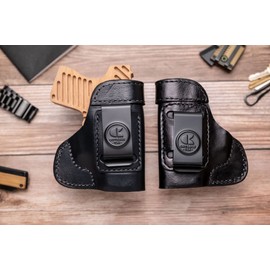 OUTBAGS USA LS3HELLCAT (BK-LH) Full Grain Heavy Leather IWB Conceal Carry Holster for Springfield Hellcat 9mm. Handcrafted in USA.