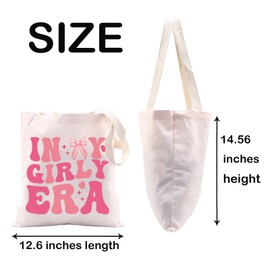 JXGZSO Funny Coquette Pink Bow Shoulder Bag In My Girly Era Tote Bag Soft Girl Tote Bag Coquette Girly Gift Pink Bow Gift (GIRLY ERA Tote CA)