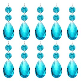 PATIKIL Teardrop Crystal Chandelier Pendants Beads, 10 Pack 85mm Length 38mm Chandelier Prisms Parts Ornaments Hanging Beads for DIY Arts Crafts Decoration, Light Blue