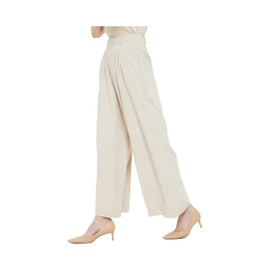 Tronjori Women High Waist Casual Wide Leg Long Palazzo Pants Trousers Regular Size(S, Beige Short)