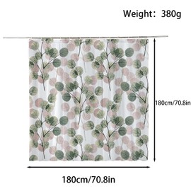 FAIRYGATE Bath Curtain Leaf Shower Curtains Green Spring Botanical Watercolor Plants Bathroom Curtains Bathtub Home Decor Waterproof Fabric Machine Washable with 12 PCS Hooks 180x180cm B8024