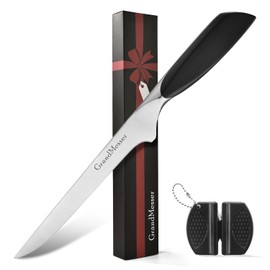 GrandMesser Boning & Fillet Knife, 6" Deboning Knife, Fish Knife for Meat Poultry Cutting, Unique Ergonomic Handle Design.