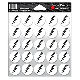 Award Decals Lightning Bolt (Black on White) Sticker Set (100 Decals 1") The Original Award Decals Premium 20mil Thick Helmet Decals Made in The USA Since 1976