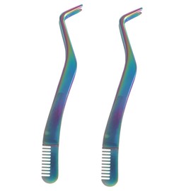 BIUDECO 2pcs Eyelash Applicator Tool with Comb Ergonomic Stainless Steel Tweezers for False Eyelash Application Beauty Accessory for Beginners and Professionals