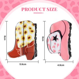 Tigeen 8 Pcs Western Cowboy Hair Claw Clips Sunflower Leopard Star Shark Boot Hat Jaw Hair Clip Large Cowgirl Acrylic Western Hair Accessories Nonslip Hair Barrette Hair Styling Clamps for Women Girls