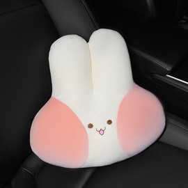 Car Headrest Pillow Blush Bunny Soft Skin Friendly Cute Cartoon Seat Cushion for Automobile Waist Pillow