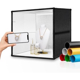 Photo Studio Light Box  16"x16" Professional Tent Kit with 160 LED Lights & 6 Color PVC Backdrops Folding Portable Products - Size: 16*16 inch