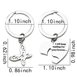 Couple Matching Keychains for Boyfriend Girlfriend Valentines Day Gifts for Husband Wife Butterfly Heart Keychain for Couples Anniversary Birthday Gift for Gf Bf Long Distance Gifts for Her Him