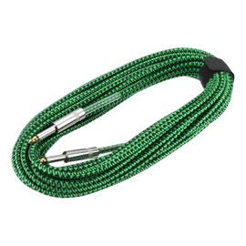 MECCANIXITY 1 PCS Guitar Instrument Cable 33 Feet 1/4 Inch to 1/4 Inch Straight 6.35mm Male to Male Jack Stereo Audio Interconnect Cord Balanced Line for Guitar Bass Braided Green