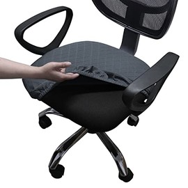Melaluxe Stretch Jacquard Office Chair Cover, Removable Washable Desk Chair Cover Rotating Chair Seat Slipcover, Dark Gray