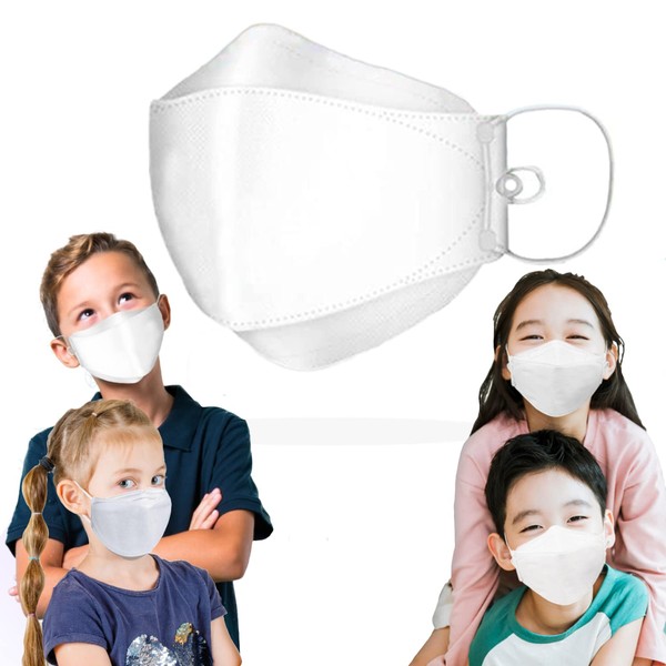 [20Packs] KIDS KF-94 - Face Protective Mask for Kids Onique (Bluna) [Adjustable] (White) [Made in Korea] [20 Individually Packaged] Premium KF-94 Certified Face Safety White Dust Mask for Kids