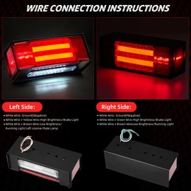 Hifybaty LED Trailer Lights Kit - Submersible Rectangular Trailer Tail Light Kit with Metal Box, Utility Brake Stop Turn License Trail Lights for Boat Trailer RV Truck Camper Tractors Canoes