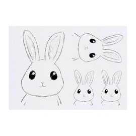4 x 'Cute Bunny' Temporary Tattoos - Water Resistant, Skin-Safe, Non-Toxic Transfers, Mixed Sizes (TO00082338)