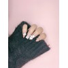 Peach Garden Ribbon Handmade Nail Tips - Short Almond /