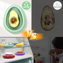 4 Pcs Reusable Avocado Onion Lemon Tomatoes Saver Keeper, Silicone Fruit and Vegetable Anti-Oxidation Storage Box Refrigerator, Fruit Veggie Holder Containers for Fridge (Cyan, Purple, Red And Yellow)