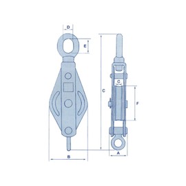 Stainless Steel Single Pulley Block Swivel Eye 32MM for 9MM Rope (Wire Sheave Becket Marine)