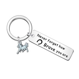 WTOPP Horse Keyring - Never Forget How Brave You Are - Inspiring Motivational Keychain for Women - Horse Lover Gift for Friends' Birthday
