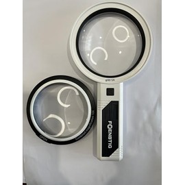 Handheld Magnifying Glass with LED Light, 5X and 10X Combined Magnification, Large Lens (10.0)