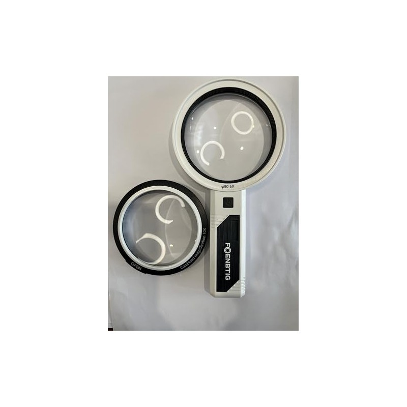 Handheld Magnifying Glass with LED Light, 5X and 10X Combined