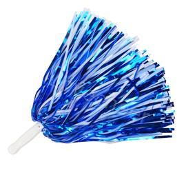 Lovecheer 24PCS Pom Poms Cheerleading Blue and White Sports Spirit Shaker with Handle for Cheerleader Rooter Cheering Basketball Football Hockey Fans Club Party