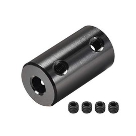 sourcing map Shaft Coupling Connector 5 mm to 5 mm Bore Rigid Coupling Set Screw L25XD14 Aluminium Alloy Black Pack of 2