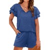 WIHOLL Two Piece Outfits for Women Summer Short Sleeve V-Neck