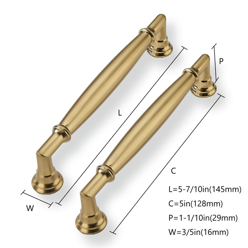 CABDM 10 Pack 5 Inch(128mm) Champagne Bronze Cabinet Pulls Solid