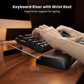 Keyboard Stand with Wrist Rest for Easy Ergonomic Typing&Working, with Silicone Wrist Rest, Yikola 3-Level Height Adjustment Space-Saving Keyboard Riser w/Silicone Wrist Rest for Office, Home