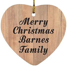 Designsify Christmas Tree Decoration, Merry Christmas Barnes Family, Heart Ornament C, Gifts for Birthday Anniversary Valentines Mom Mothers Fathers Day Party, to Men Women Him Her Friend Mom