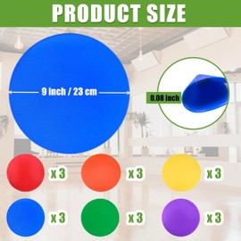 Qtheaes 9 Inch Poly Spot Markers for Sports Training, 6/18 Pcs Round Multiple Color Rubber Non-Slip Spots Marker for Classroom Games, Gym Floor Dots and PE Activitie