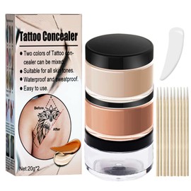 Tattoo Cover Up Makeup, Waterproof & Long-Lasting Concealer Cream for Scars, Vitiligo, Dark Spots & Body Art, Full Coverage & Sweatproof, 2 Colors
