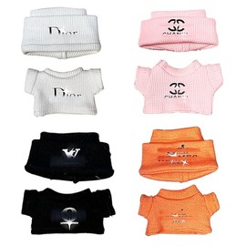 CPCOIN Doll Clothes 2 Pieces Handcrafted Knit Sweaters Sets with Woolen Hat for 17 cm Plush Dolls Luxury Designer Costume Accessories Blind Box for Doll Display (Mix Style 5)