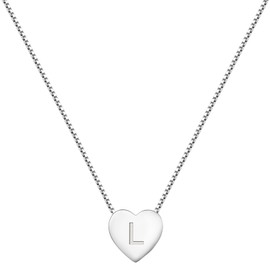 YL Initial Necklace 925 Sterling Silver Heart Letter Pendant L Alphabet Necklace for Women