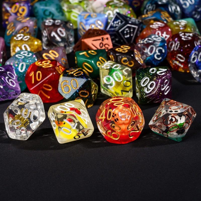 HDdais 10 Pack of D% Dice Random Color D00 Polyhedral