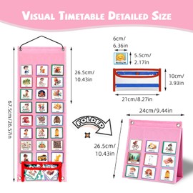 Sydzkjyxgs Visual Timetable for Kids 96 PECS Cards Daily Routine Chart 2 in1 Autistic Children Now and Next Board Learning Aids Tool, Support Communication for Kids Autism Preschool ADHD ASD