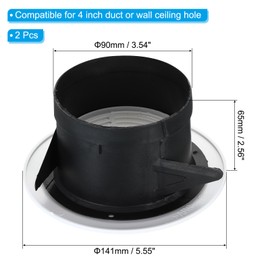 PATIKIL 4 Inch Round Air Vent, 2 Pack Adjustable Ceiling Diffuser Grill Cover ABS Louver Soffit Vent with Screen for Bathroom Kitchen Living Room, Rotate Type