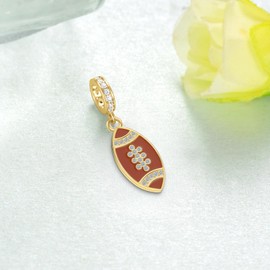 Football Charms for Bracelets 925 Sterling Silver Football Beads Sport Charm Jewelry for Women Football Gifts