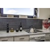 Mosaic Hexagon Plain Black Glossy Ceramic Mosaic, Mosaic Stone, Size: