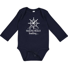 inktastic Sailing Skills Loading Maritime Boating Long Sleeve Creeper 12 Months Navy 45714