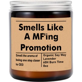 GreenStar Gifts Smells Like A Mf'ing Promotion Candle - Promotion Candle Gift - Promotion Gift - Corporate Coworker Promotion Gift - Soy Wax 8Oz Candle Gift - Non-Toxic Ingredients, Lavender