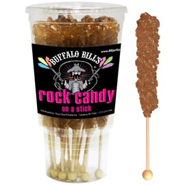 Buffalo Bills Root Beer (Brown) Rock Candy On A Stick (12-ct cup brown rock candy crystal sticks)