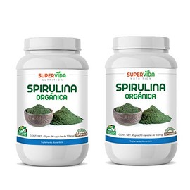 Spirulina Orgánica 180 Cápsulas (2 Frascos de 90 Cápsulas Vegetales de 500 mg SPIRULINA) | SuperVida Nutrition - Suplementos 100% Naturales