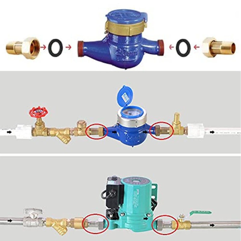 Joywayus Brass Water Meter Pipe Fitting Hex Nipple 3/4” NPS