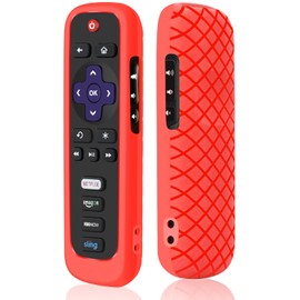 Remote Case for Roku, Battery Cover for TCL Roku Smart TV Steaming Stick Remote, Roku TV Remote Cover Silicone Protective Controller Universal Sleeve Skin Red