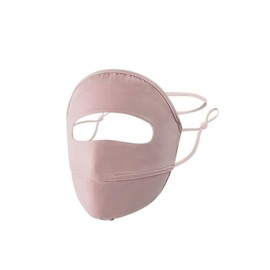 [Qicarkey] Summer Full Cover Face Mask Sunscreen Mask Ice Silk UV Protection Breathable Face Shield Sun Shade Cycling, Pink