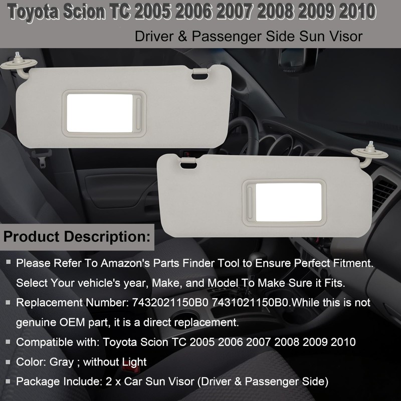 NHILES Driver & Passenger Side Sun Visor Replacement Fits for